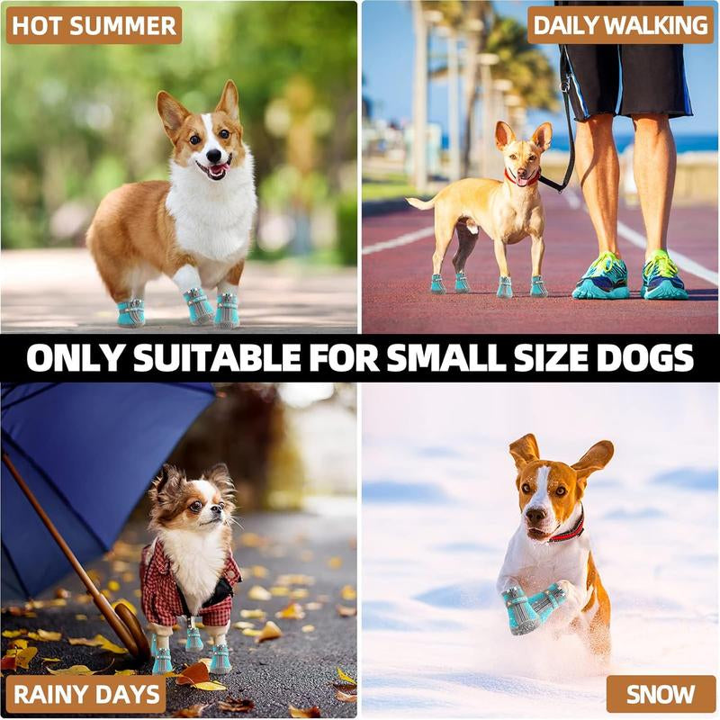 Hcpet Adjustable Waterproof Dog Shoes for Small Dogs, Breathable Dog Boots & Paw Protectors for Hot Pavement Winter Snow Hiking, Anti-Slip Dog Booties for Hardwood Floor