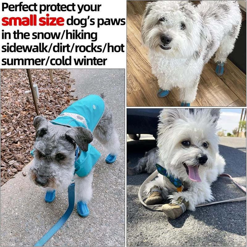 Hcpet Adjustable Waterproof Dog Shoes for Small Dogs, Breathable Dog Boots & Paw Protectors for Hot Pavement Winter Snow Hiking, Anti-Slip Dog Booties for Hardwood Floor